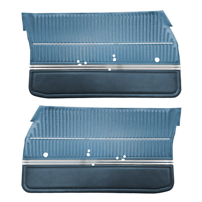 68 CUTLASS 'S'/442 SPORTS COUPE FRONT DOOR PANELS (UNASSEMBLED) - MEDIUM BLUE/DARK BLUE