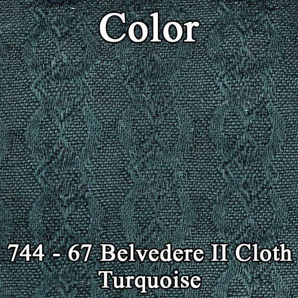 67 BELVEDERE II HARDTOP REAR CLOTH UPHOLSTERY - SRM TURQUOISE CLOTH/TURQUOISE