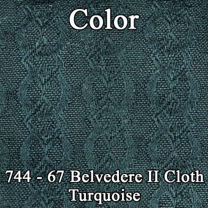 67 BELVEDERE II HARDTOP REAR CLOTH UPHOLSTERY - SRM TURQUOISE CLOTH/TURQUOISE