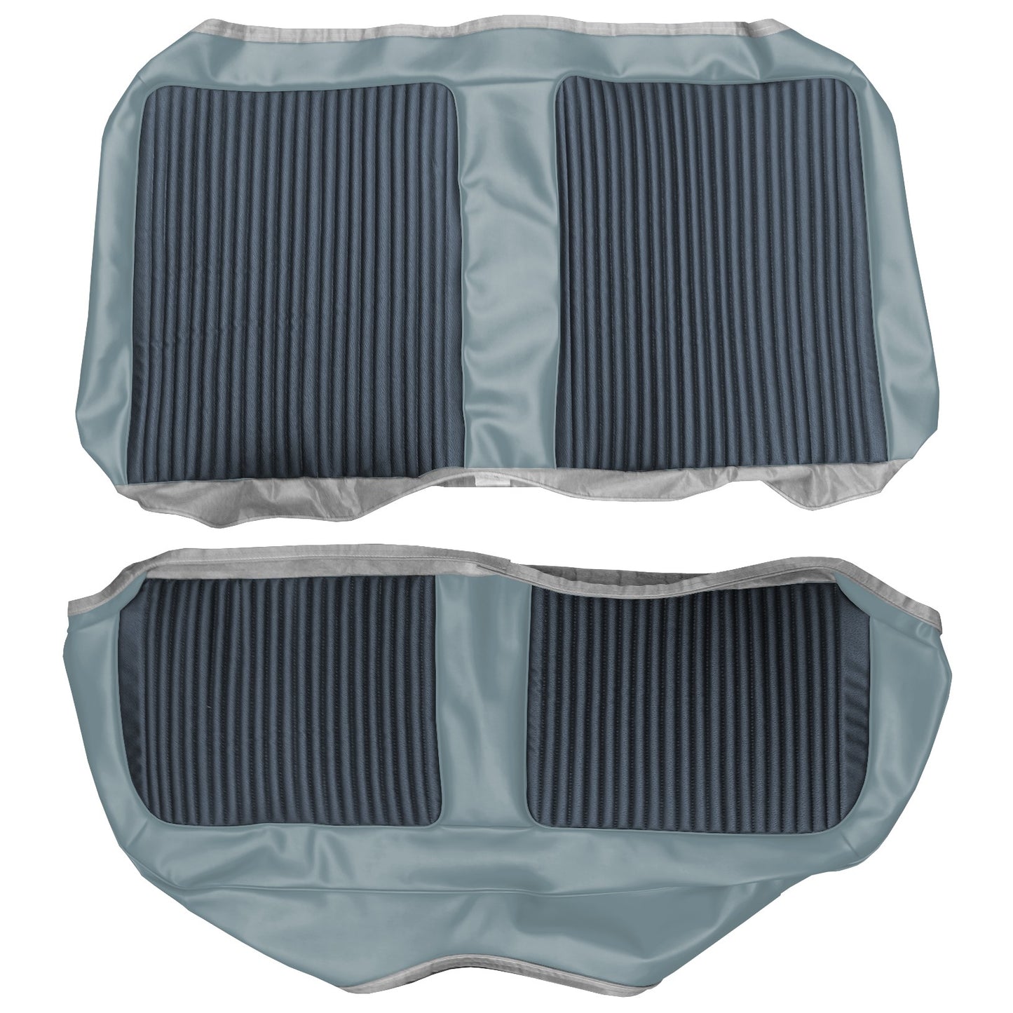 66 BELVEDERE II 4-DOOR SEDAN REAR UPHOLSTERY - NAVY/LIGHT BLUE