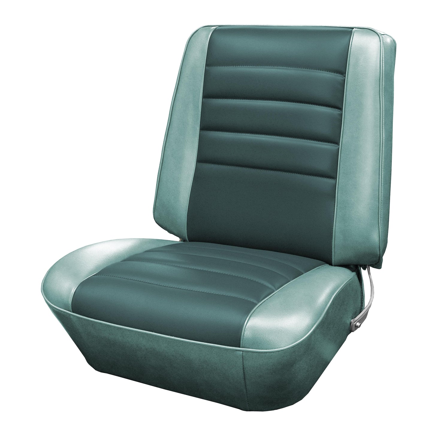 65 CHEVELLE/MALIBU/EL CAMINO BUCKET UPHOLSTERY - DARK AQUA/SRM LIGHT AQUA