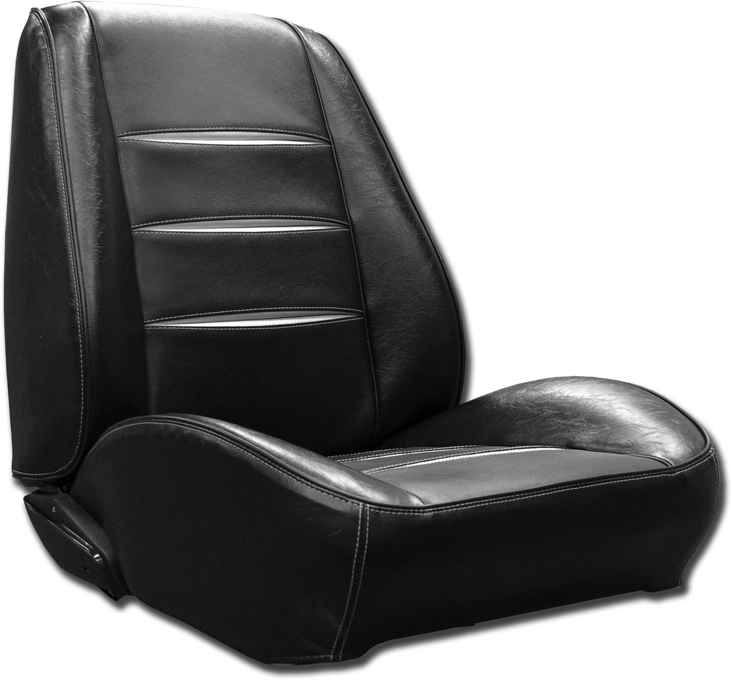 68 CHARGER RALLYE BUCKET SEAT UPHOLSTERY KIT - BLACK W/ SILVER PLEATS