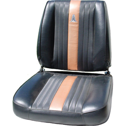 63 SPORT FURY BUCKET SEAT UPH CRIMSON RED W/ WHITE ACCENT