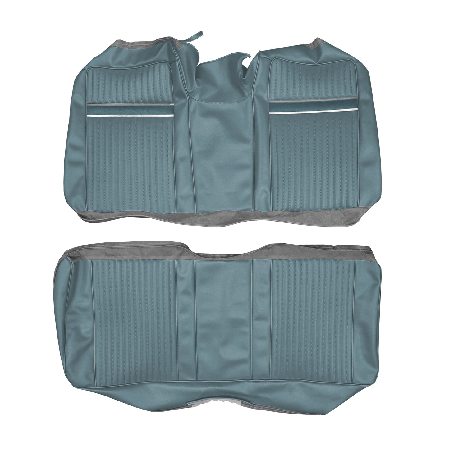 67 SPORT FURY/FURY III CONV. REAR UPHOLSTERY - LIGHT BLUE W/ NAVY ACCENT