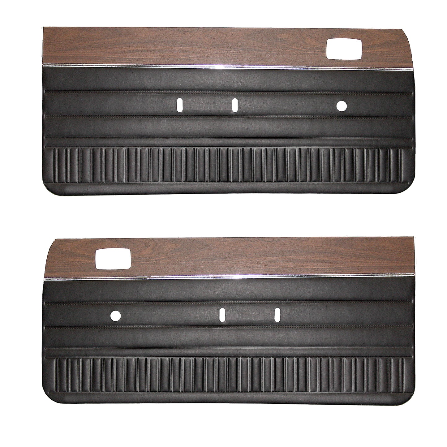 73 DART SPORT/DART SWINGER/SCAMP FRONT DOOR PANELS W/ WOODGRAIN - BLACK