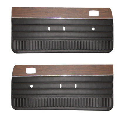 73 DART SPORT/DART SWINGER/SCAMP FRONT DOOR PANELS W/ WOODGRAIN - BLACK