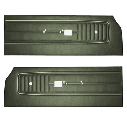 70 SPORT SATELLITE/ROADRUNNER/GTX FRONT DOOR PANELS - DARK GREEN  W/ LIGHT GREEN WELT