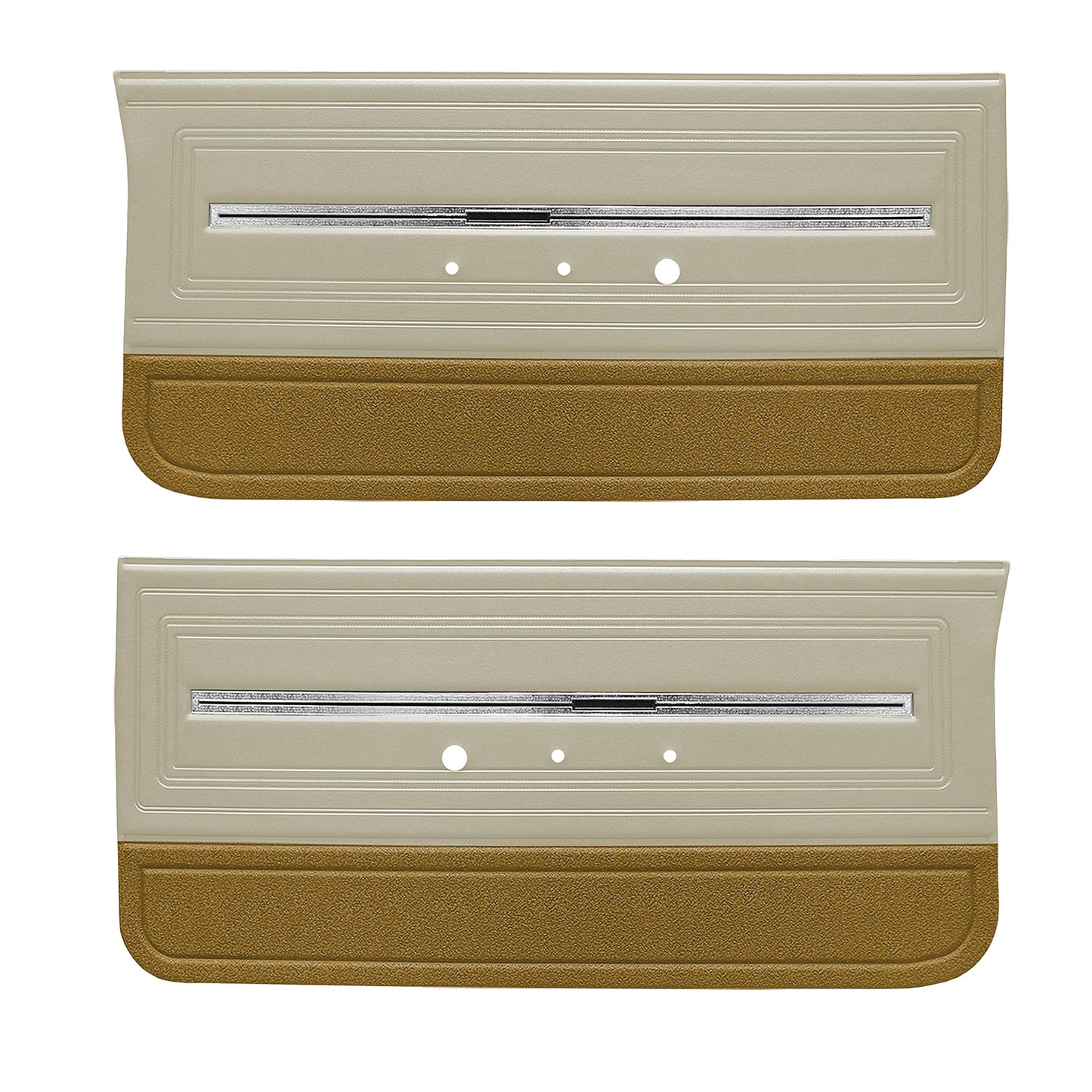 66 CHEVELLE/MALIBU FRONT DOOR PANELS - PARCHMENT/SRM DARK FAWN