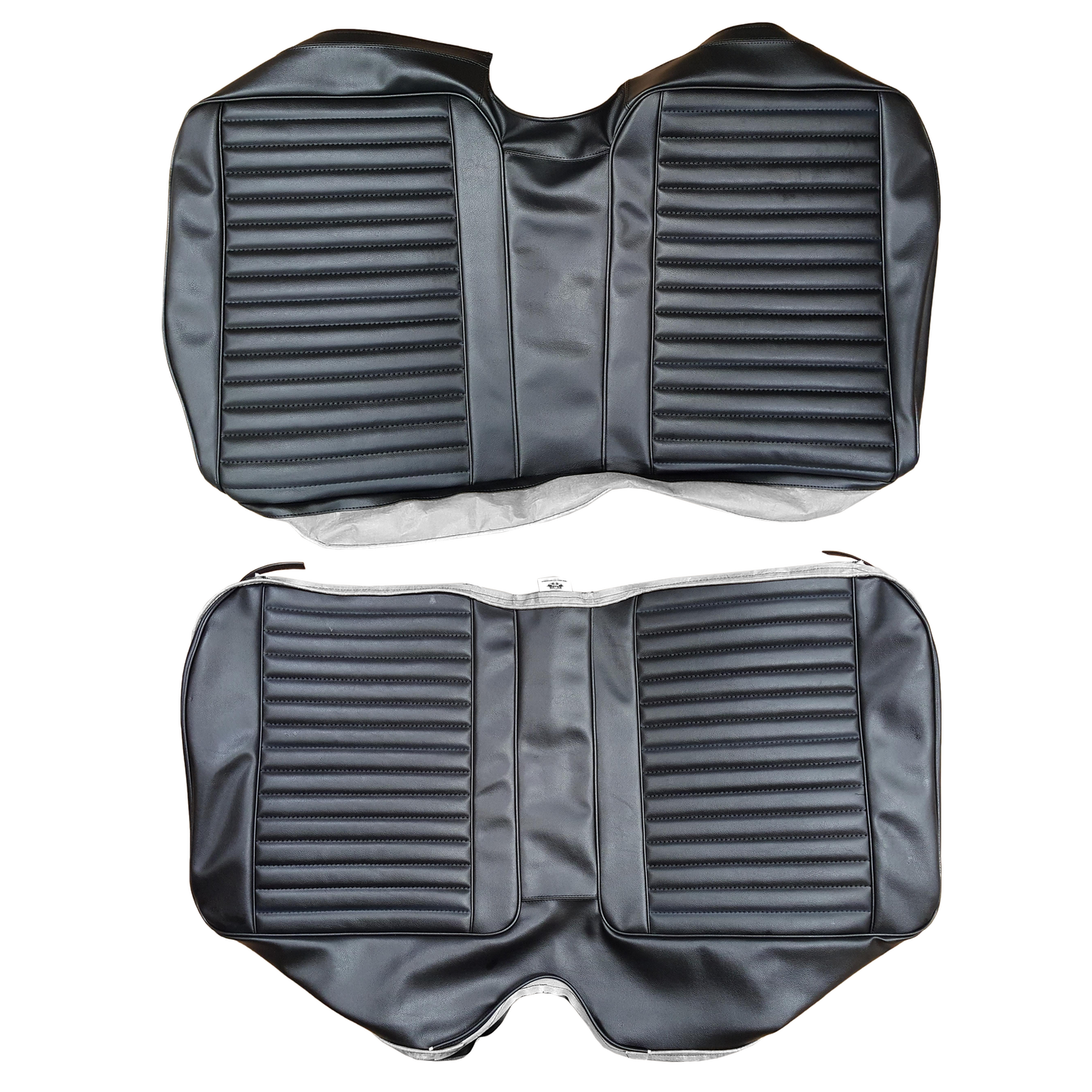 69 BARRACUDA "STANDARD" FASTBACK REAR UPHOLSTERY- BLACK