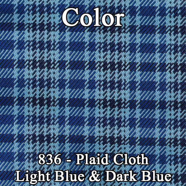 71 DEMON/DUSTER SPLIT BENCH CLOTH UPHOLSTERY - SRM BLUE PLAID CLOTH/BLUE