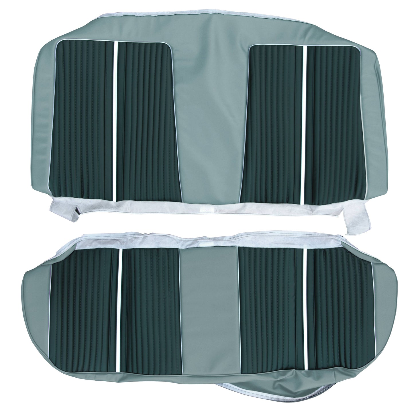 64 FURY 4-DOOR HARDTOP REAR UPHOLSTERY - DARK TURQUOISE/LIGHT TURQUOISE