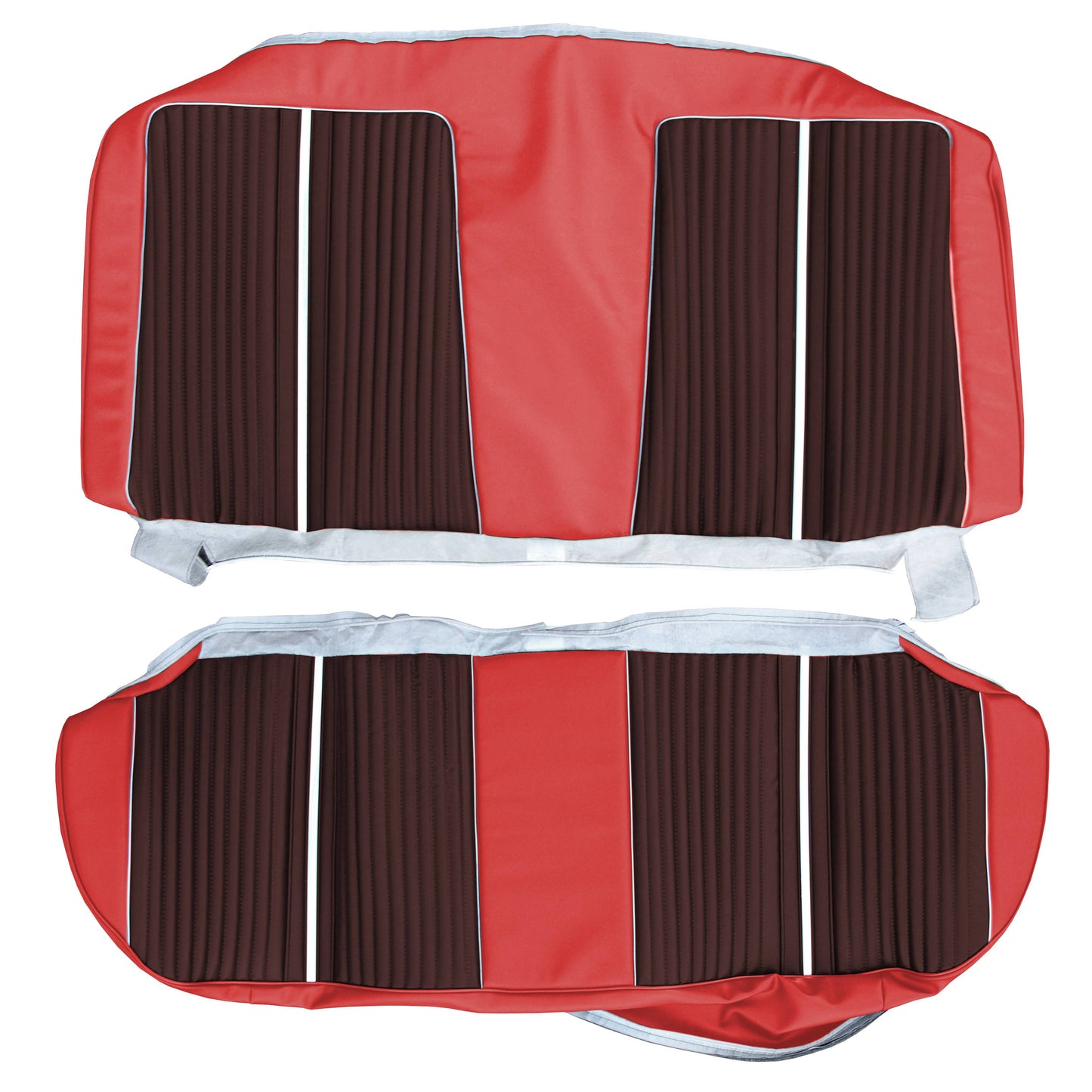 64 FURY 4-DOOR HARDTOP REAR UPHOLSTERY - DARK RED/CRIMSON RED