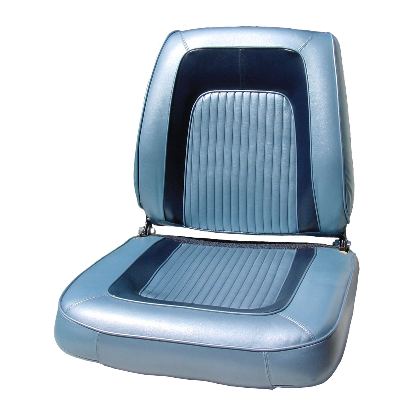 65 CORONET 500 BUCKET SEAT UPHOLSTERY - BLUE W/ NAVY COLLAR
