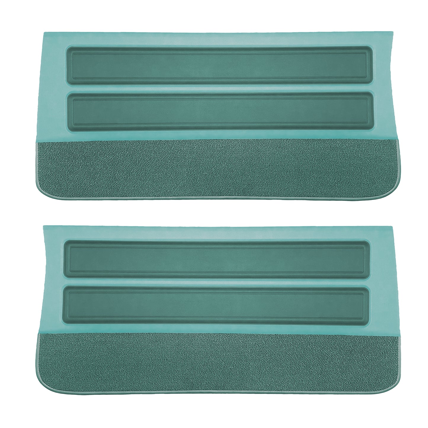 67 CUTLASS/442 FRONT DOOR PANELS - SRM DARK TURQUOISE/SRM LIGHT TURQUOISE