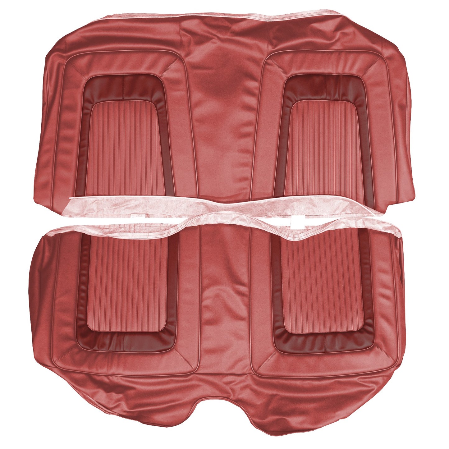 65 CORONET 500 HARDTOP REAR UPHOLSTERY - RED W/ SRM DARK MAROON COLLAR