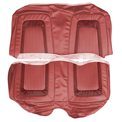 65 CORONET 500 HARDTOP REAR UPHOLSTERY - RED W/ SRM DARK MAROON COLLAR