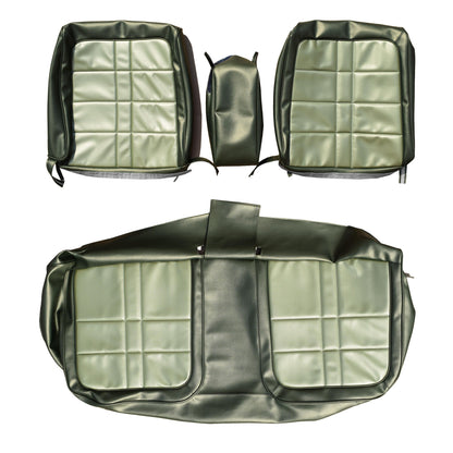 71 DUSTER SPLIT BENCH W/ C.A.R. UPHOLSTERY - LIGHT GREEN/DARK GREEN