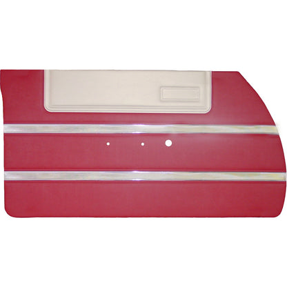 64 SPORT FURY FRONT DOOR PANELS (UNASSEMBLED) - RED W/ PEARL WHITE ACCENT