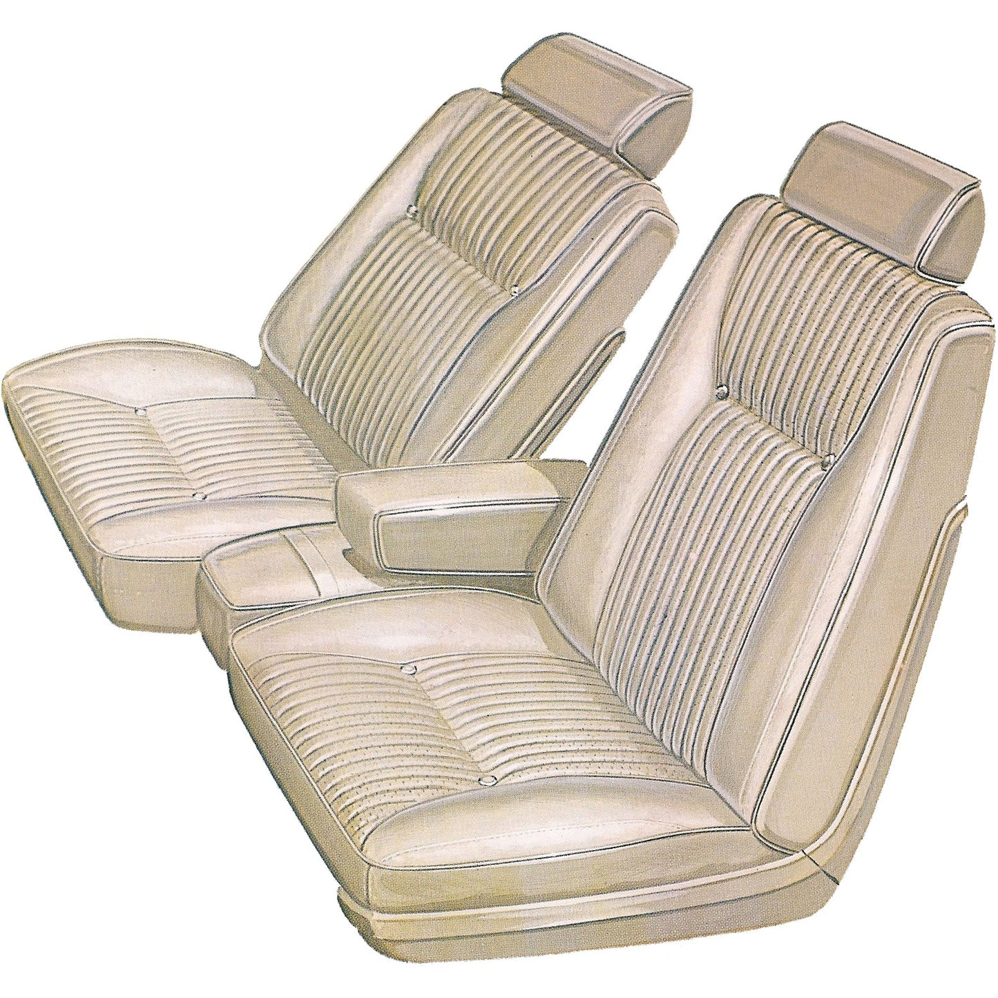 70 CHRYSLER 300/NEWPORT BUCKET SEAT CLOTH  UPHOLSTERY - SRM TAN CLOTH/PARCHMENT