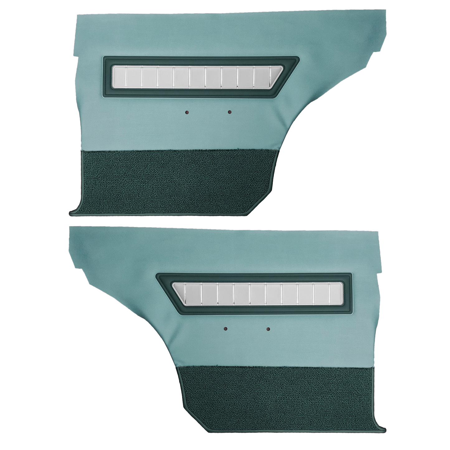 65 CORONET 500 HARDTOP REAR PANELS - TURQUOISE W/ DARK GREEN ACCENT