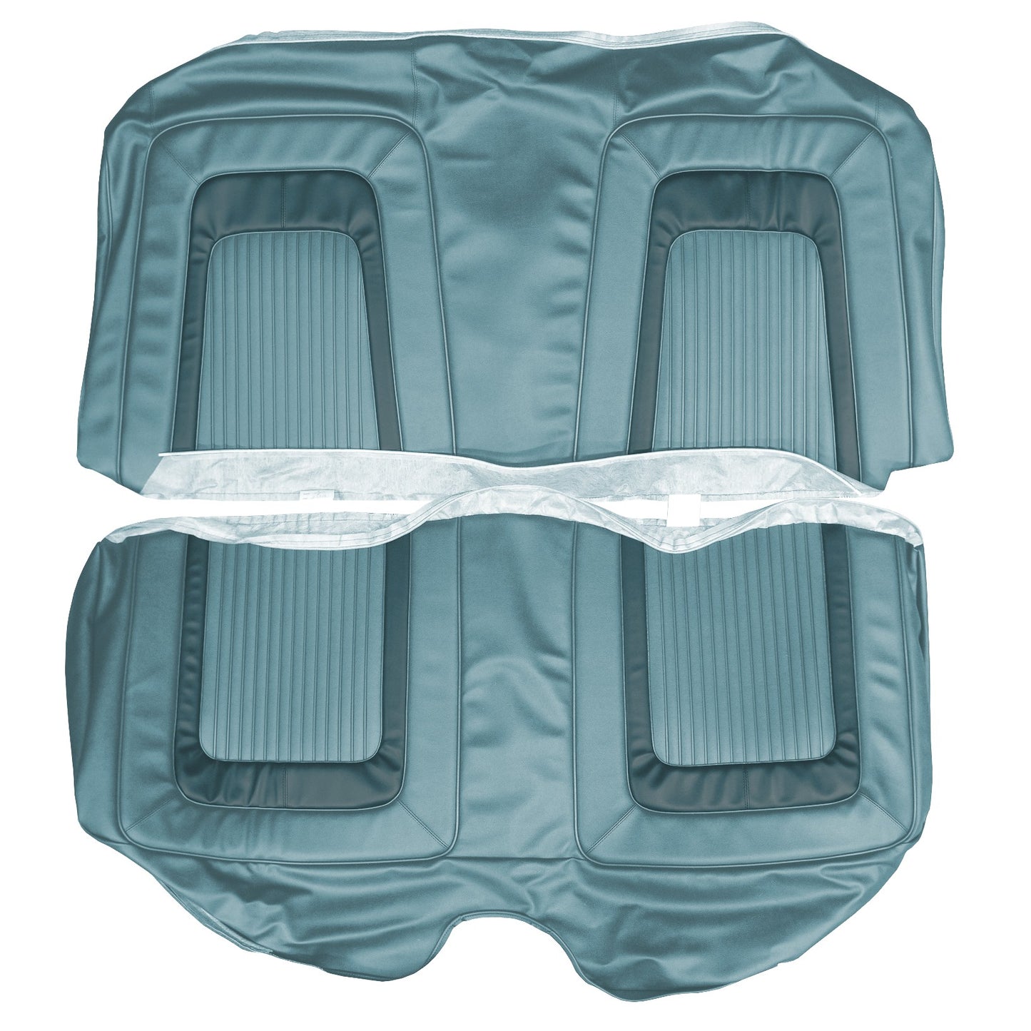 65 CORONET 500 HARDTOP REAR UPHOLSTERY - TURQUOISE W/ DARK GREEN COLLAR