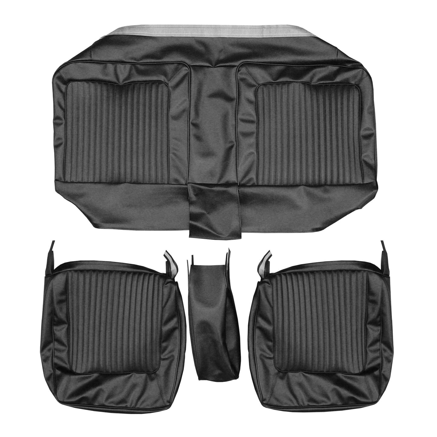 67 BARRACUDA SPLIT BENCH W/ C.A.R. UPHOLSTERY - BLACK