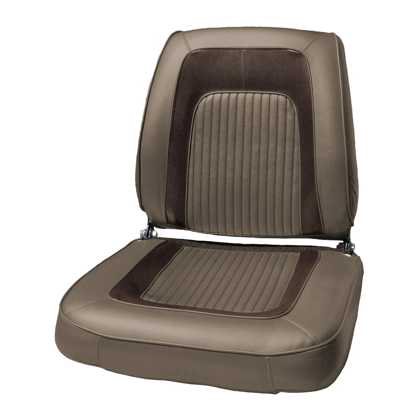 65 CORONET 500 BUCKET SEAT UPHOLSTERY - FAWN TAN/DARK BROWN COLLAR