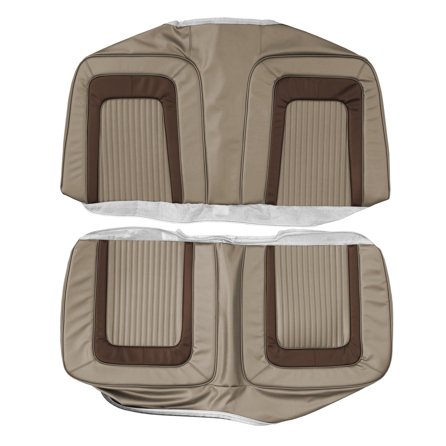 65 CORONET 500 CONVERTIBLE REAR UPHOLSTERY - FAWN TAN W/ DARK BROWN COLLAR