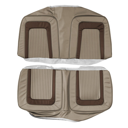 65 CORONET 500 CONVERTIBLE REAR UPHOLSTERY - FAWN TAN W/ DARK BROWN COLLAR