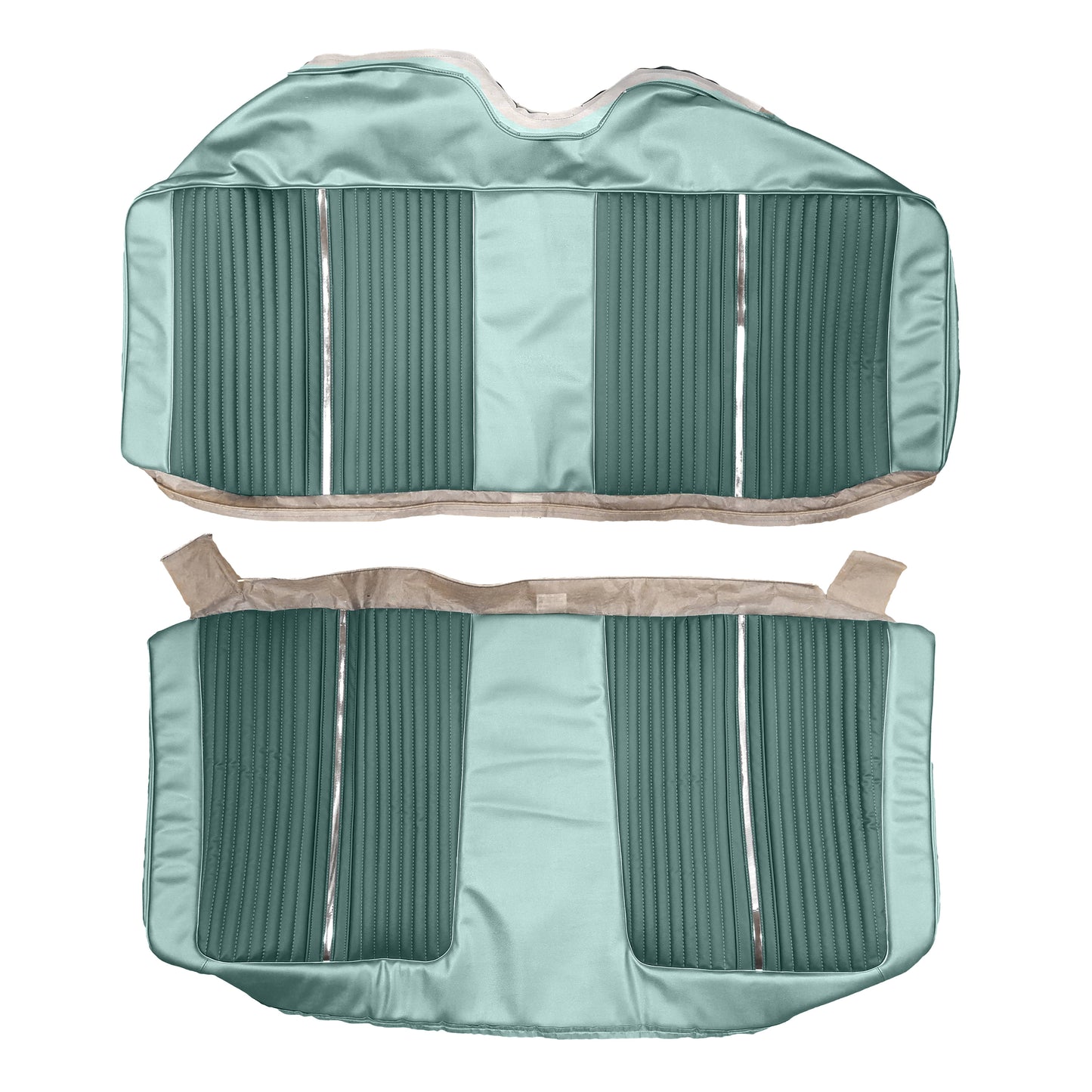 64 FURY SPLIT BENCH SEAT UPHOLSTERY - DARK TURQUOISE/LIGHT TURQUOISE
