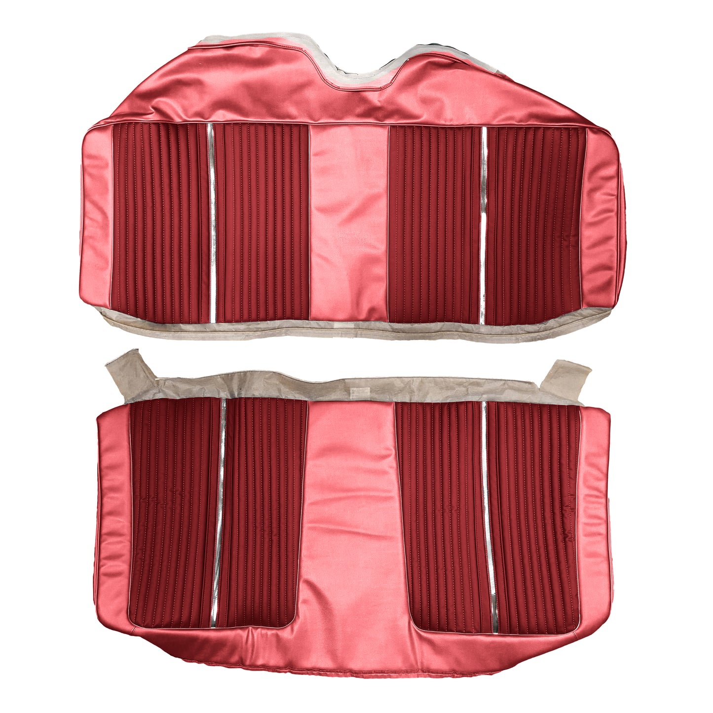 64 FURY SPLIT BENCH SEAT UPHOLSTERY - DARK RED/CRIMSON RED