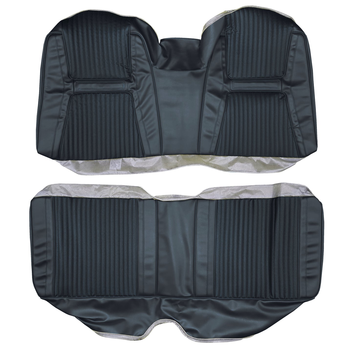 65 CHRYSLER 300/300L HARDTOP REAR UPHOLSTERY - SRM BLUE-BLACK FILLED/BLUE