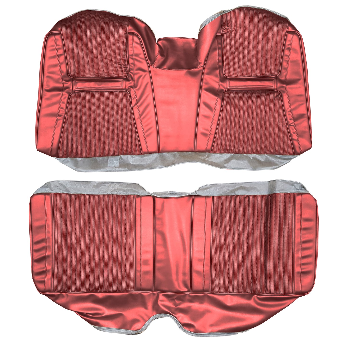 65 CHRYSLER 300/300L HARDTOP REAR UPHOLSTERY - SRM RED-BLACK FILLED/RED