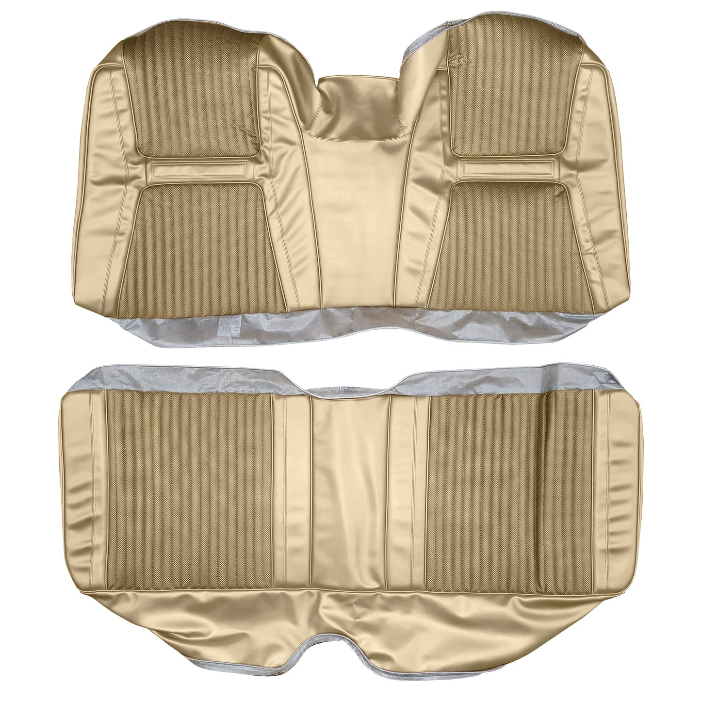 65 CHRYSLER 300/300L HARDTOP REAR UPHOLSTERY - SRM GOLD-BLACK FILLED/GOLD