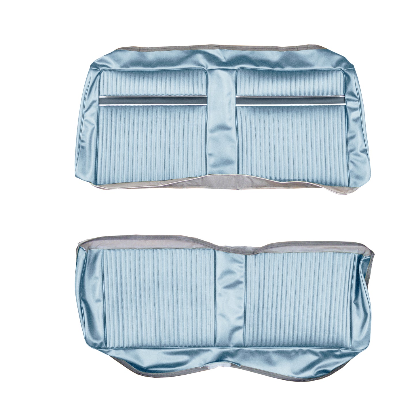 67 FURY III HARDTOP REAR UPHOLSTERY - LIGHT BLUE W/ NAVY ACCENT