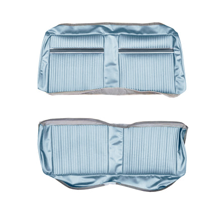 67 FURY III HARDTOP REAR UPHOLSTERY - LIGHT BLUE W/ NAVY ACCENT