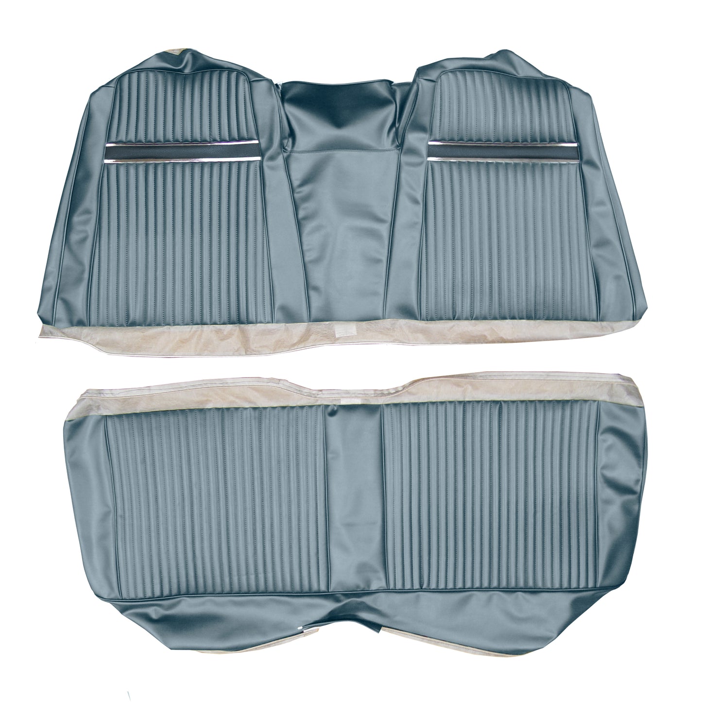 67 SPORT FURY HARDTOP REAR UPHOLSTERY - LIGHT BLUE W/ NAVY ACCENT