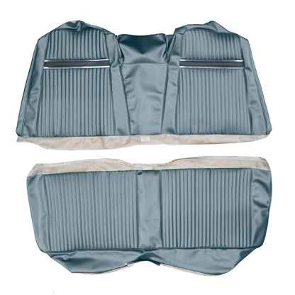 67 SPORT FURY HARDTOP REAR UPHOLSTERY - LIGHT BLUE W/ NAVY ACCENT