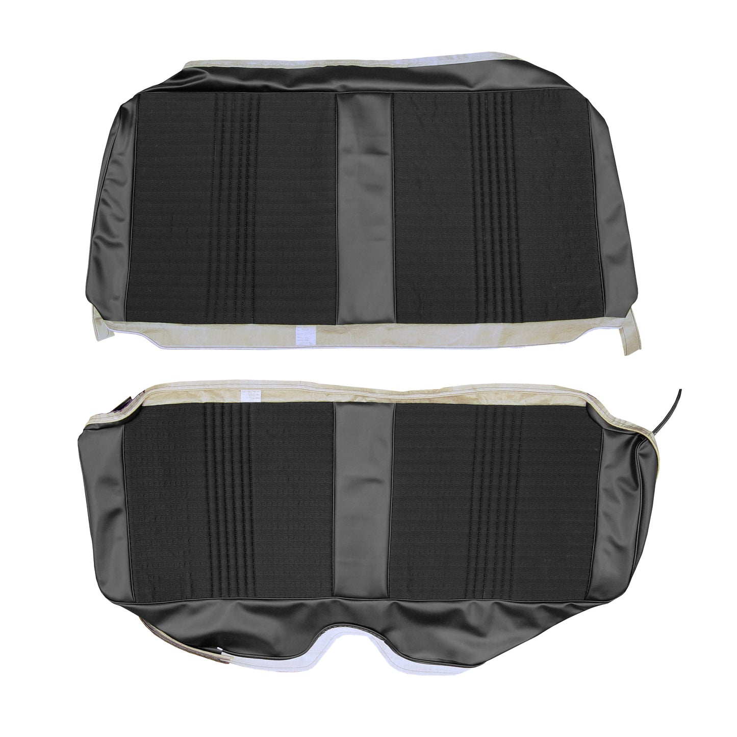 67 BELVEDERE II HARDTOP REAR CLOTH UPHOLSTERY - SRM BLACK CLOTH/BLACK