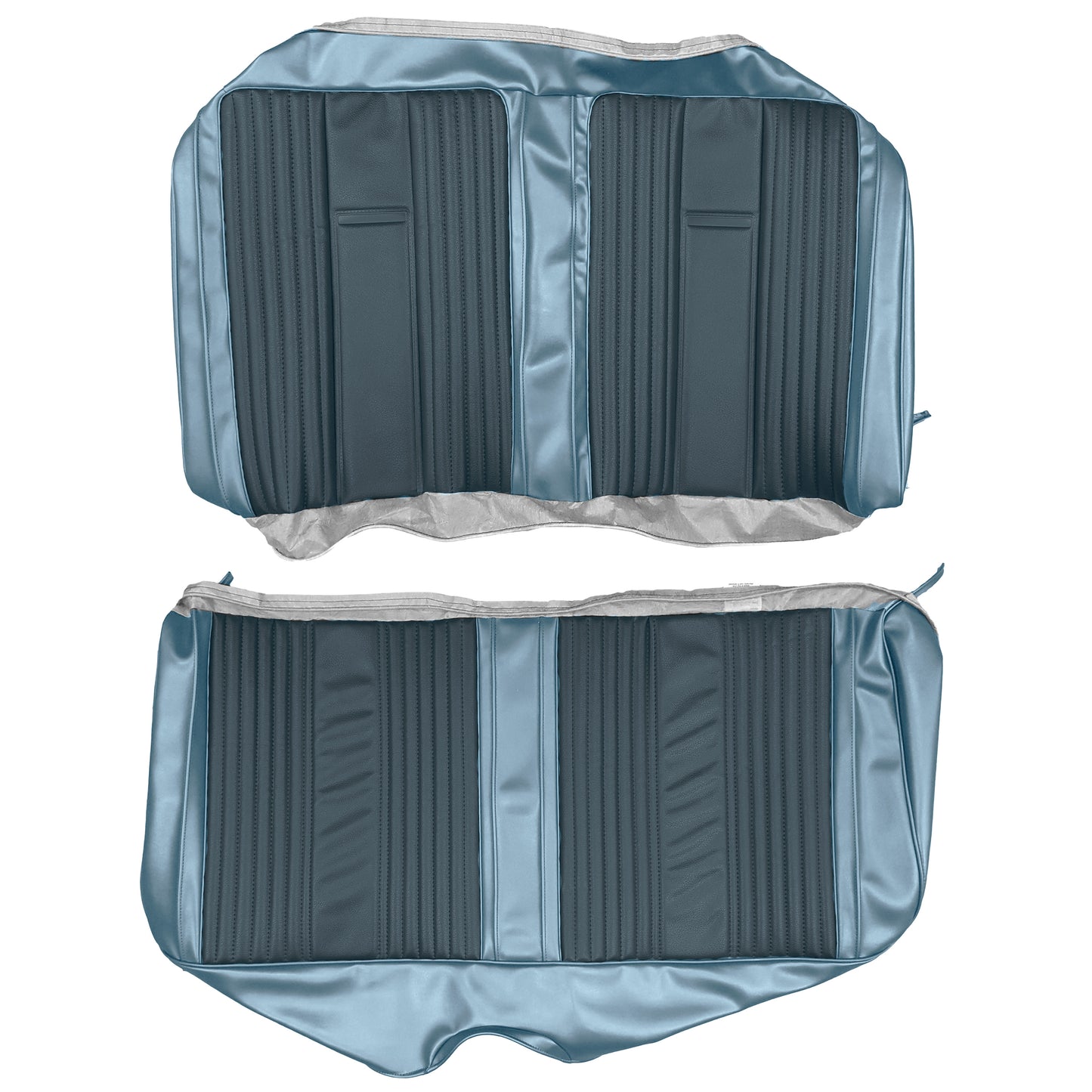 67 BELVEDERE II CONVERTIBLE REAR UPHOLSTERY - NAVY/LIGHT BLUE