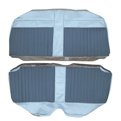 67 CORONET 440 HARDTOP REAR UPHOLSTERY - NAVY/LIGHT BLUE