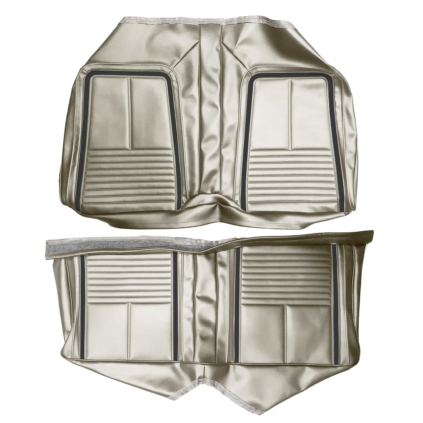 67 CAMARO "DELUXE" FOLD-DOWN REAR UPHOLSTERY - WHITE W/ BLACK ACCENT