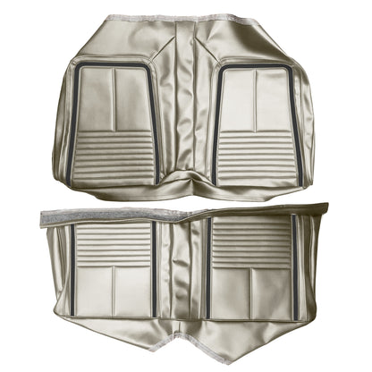 67 CAMARO "DELUXE" FOLD-DOWN REAR UPHOLSTERY - WHITE W/ BLACK ACCENT