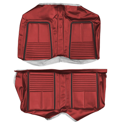 67 CAMARO "DELUXE" FIXED CONV. REAR UPHOLSTERY - RED W/ BLACK ACCENT