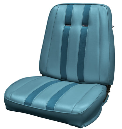 68 SPORT FURY BUCKET SEAT UPHOLSTERY - LIGHT BLUE W/ DARK BLUE ACCENT