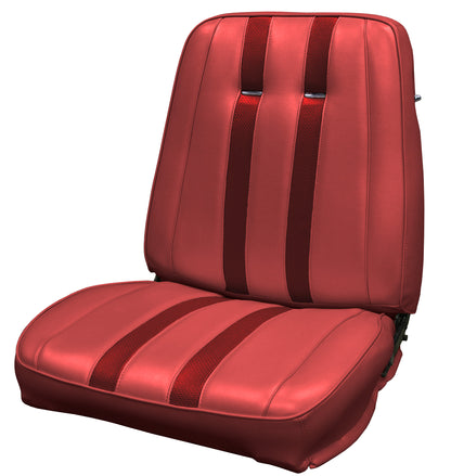 68 SPORT FURY BUCKET SEAT UPHOLSTERY - RED W/ MAROON ACCENT