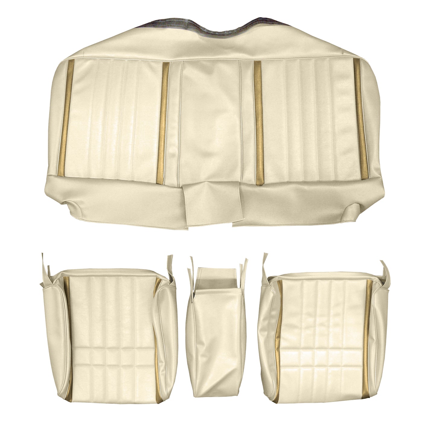 68 FURY III 2DR/4DR SPLIT BENCH W/ C.A.R. UPHOLSTERY - SRM PARCHMENT W/ EMBER GOLD ACCENT