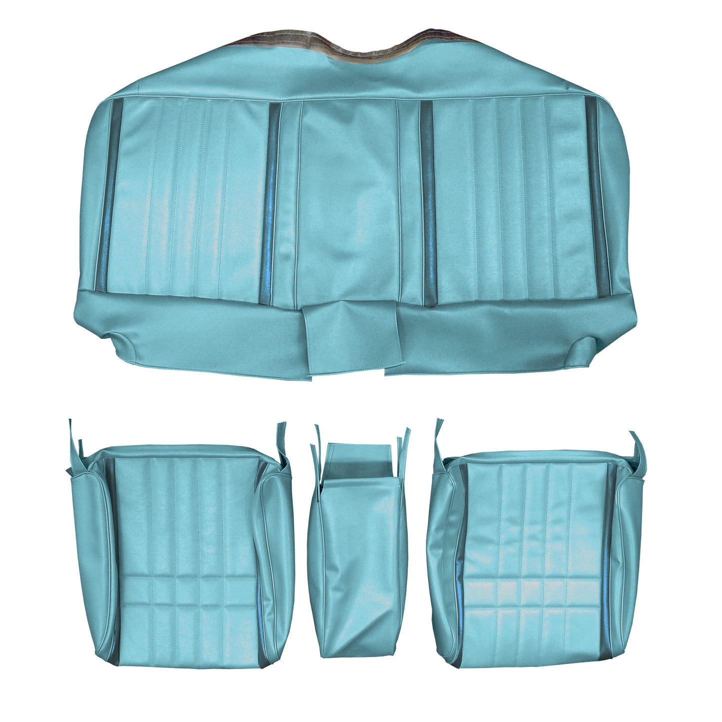 68 FURY III 2-DR/4-DR/WAGON SPLIT BENCH W/ C.A.R. UPHOLSTERY - LIGHT BLUE W/ DARK BLUE ACCENT