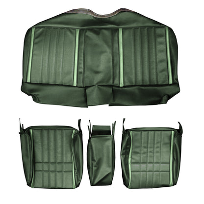 68 FURY III SPLIT BENCH W/ C.A.R. UPHOLSTERY - SRM ANTIQUE GREEN/DARK GREEN W/ LIGHT GREEN ACCENT