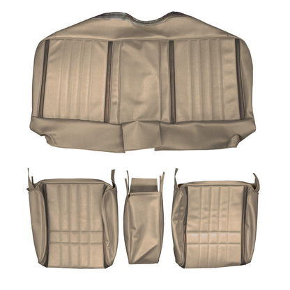68 FURY III 4DR/WAGON SPLIT BENCH W/ C.A.R. UPHOLSTERY - FAWN W /SRM DARK BROWN ACCENT